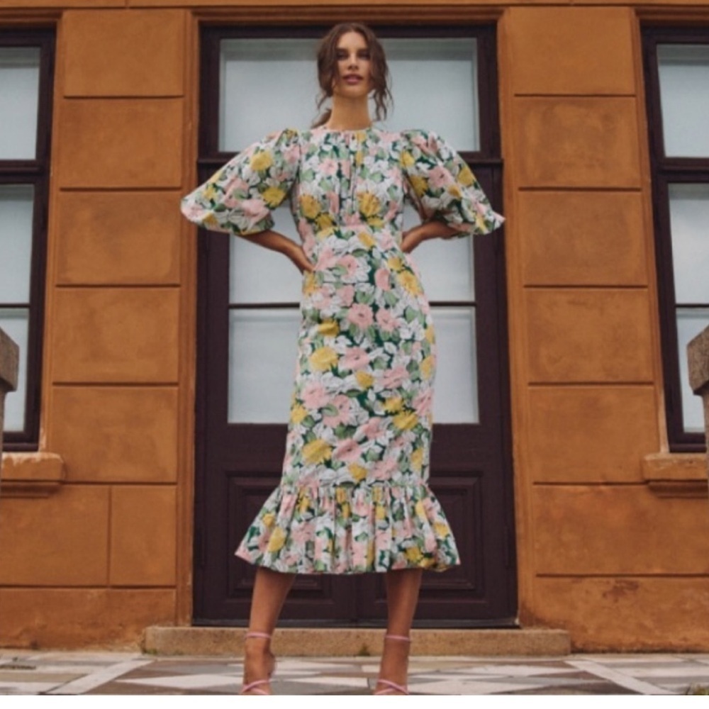 TIMO NWT SIZE XS
Floral ruffled long dress Floral Puff Sleeve Midi Dress